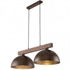 Φωτιστικό Κρεμαστό 2xE27 230V Καφέ Μεταλλικό Καπέλο OSLO 4507